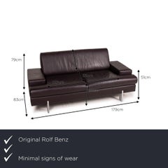 Rolf Benz AK 644 Leather Sofa Aubergine Two-Seater Couch