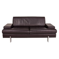 Rolf Benz AK 644 Leather Sofa Aubergine Two-Seater Couch