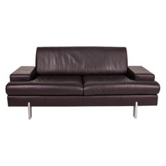 Rolf Benz AK 644 Leder-Aubergine-Sofa mit zwei Sitzen