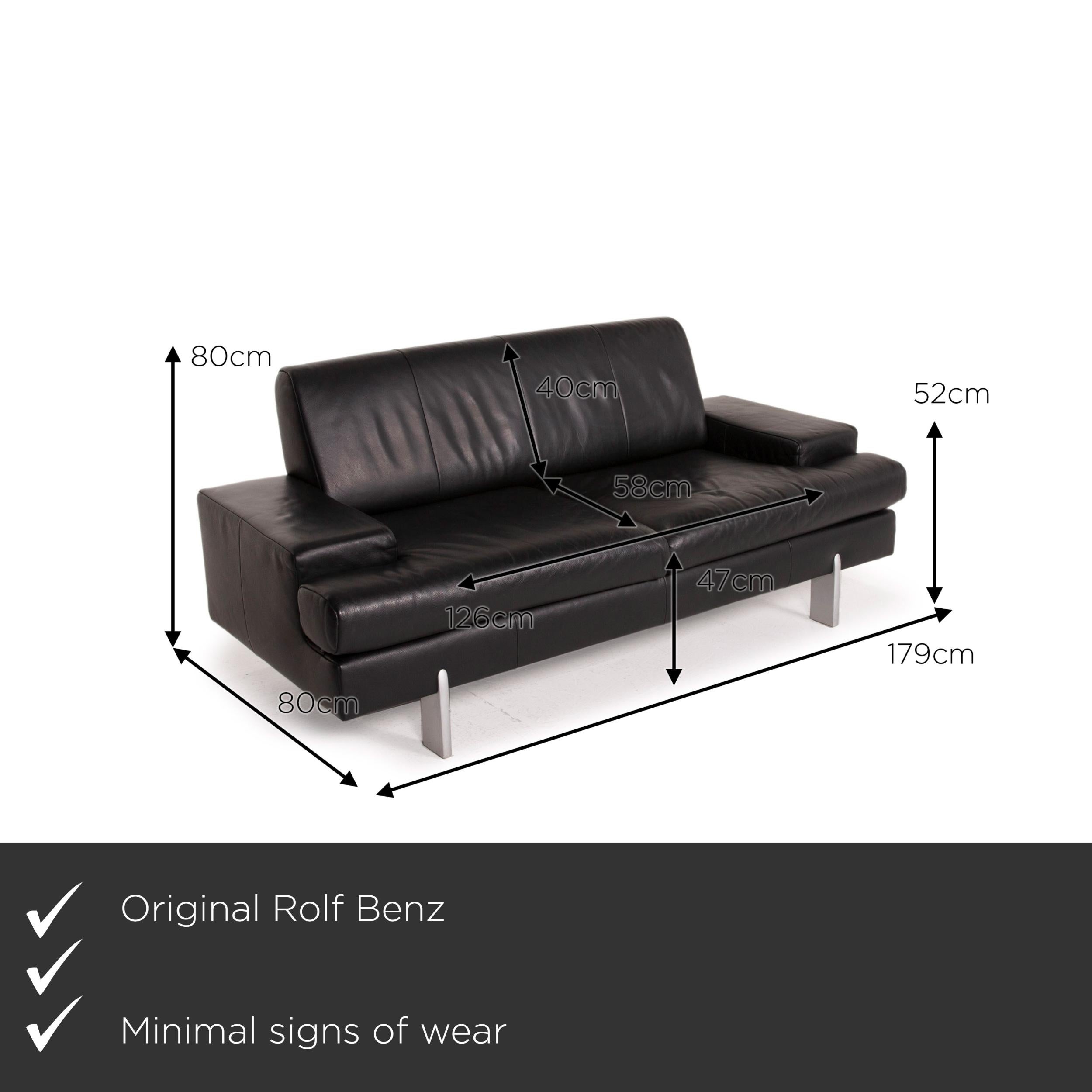 We present to you a Rolf Benz AK 644 leather sofa black two-seater couch.

Product measurements in centimeters:

Depth 80
Width 179
Height 80
Seat height 47
Rest height 52
Seat depth 58
Seat width 126
Back height 40.
 
 
   