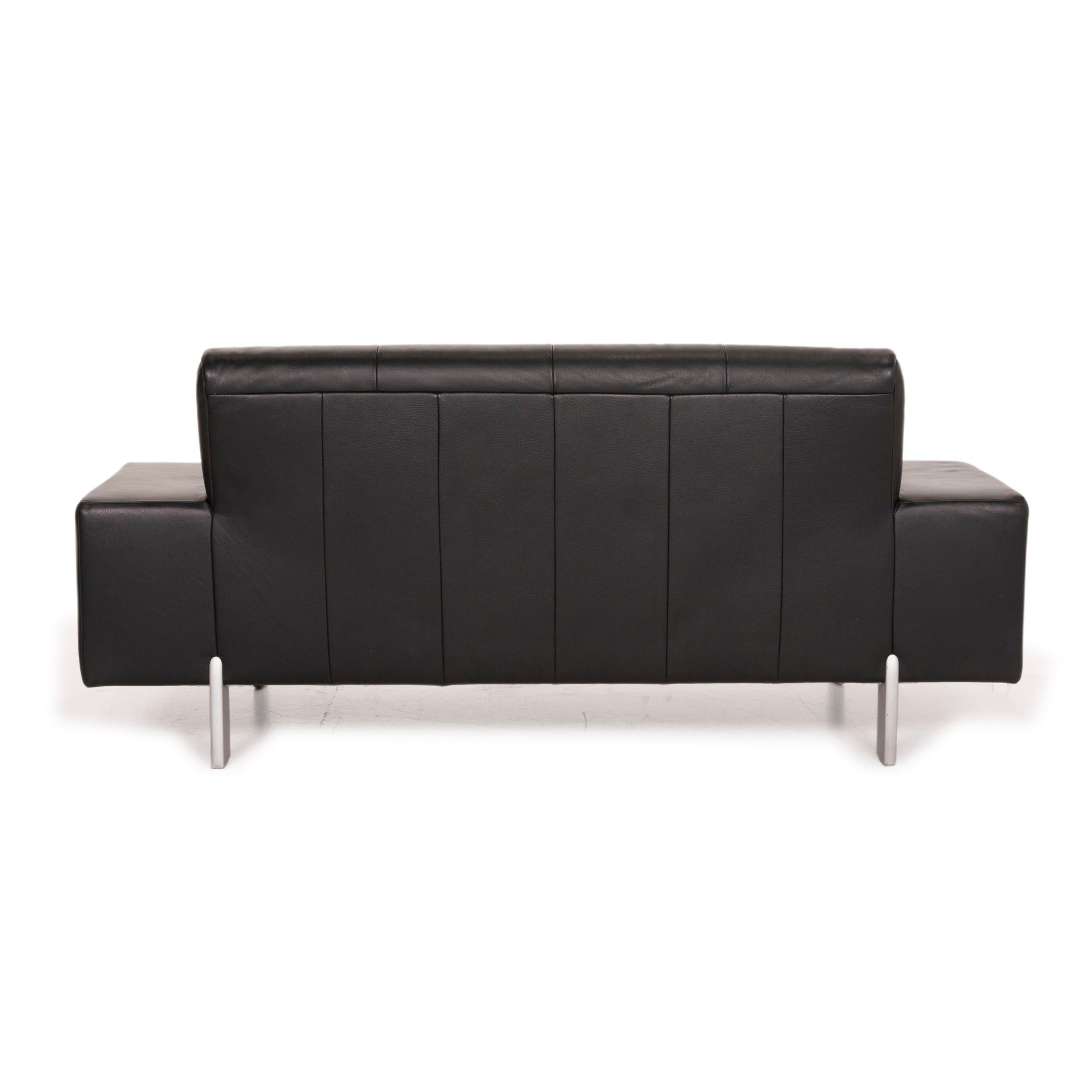 Rolf Benz Ak 644 Leather Sofa Black Two-Seater Couch 3