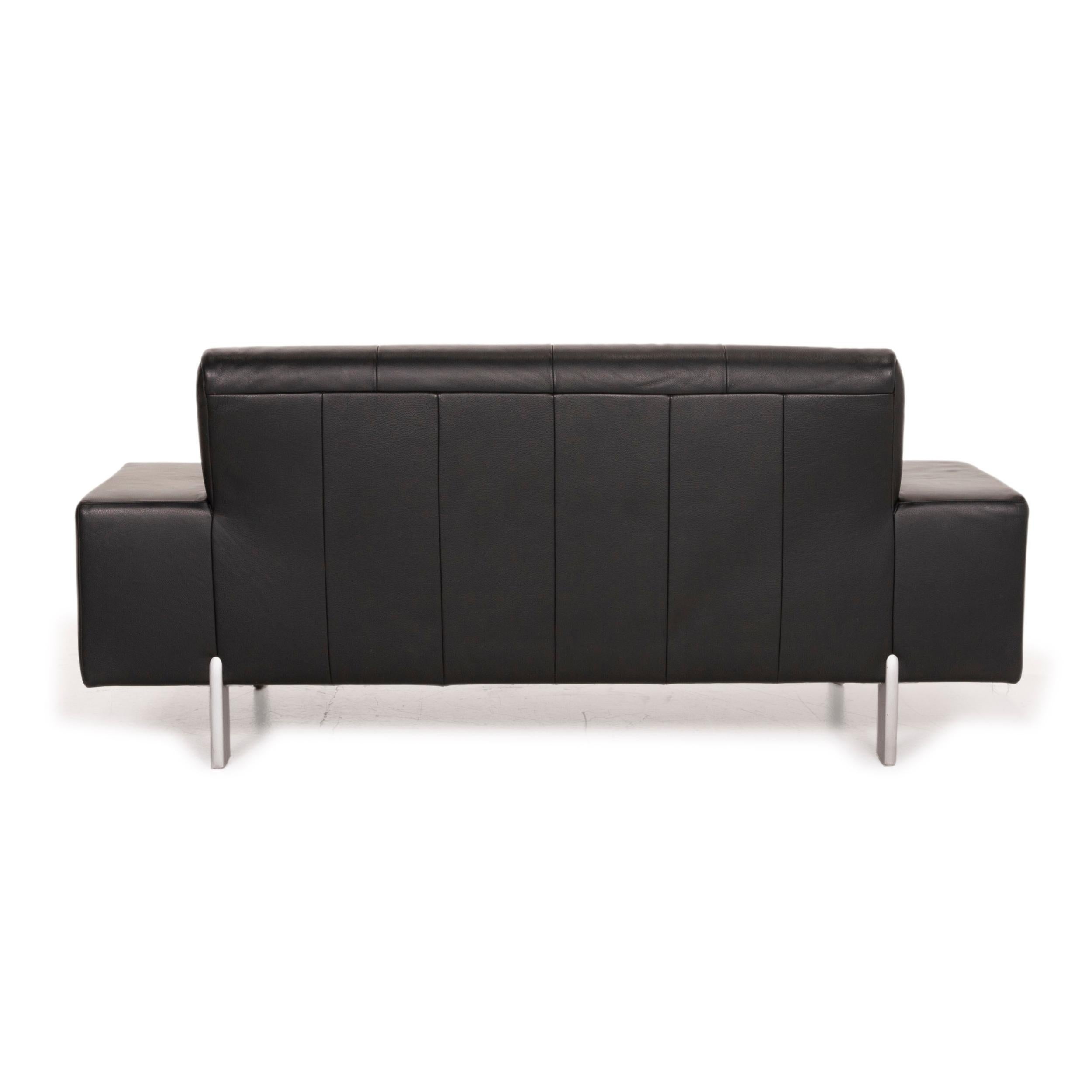 Rolf Benz AK 644 Leather Sofa Black Two-Seater Couch 3