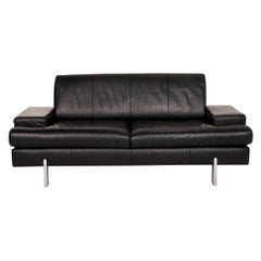 Rolf Benz Ak 644 Leather Sofa Black Two-Seater Couch