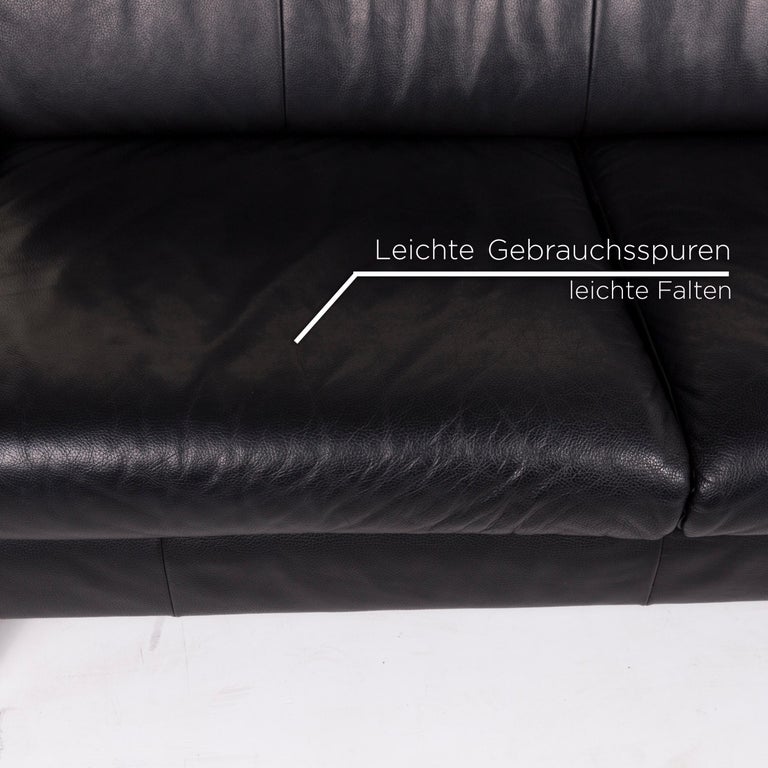 Rolf Benz AK 644 Leather Sofa Set Black Two-Seat at 1stDibs