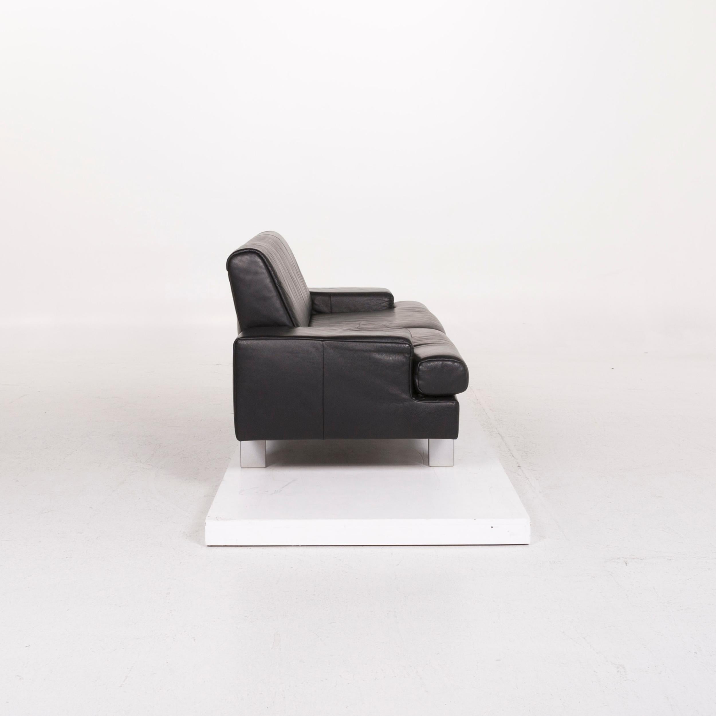 Rolf Benz AK 644 Leather Sofa Set Black Two-Seat 1