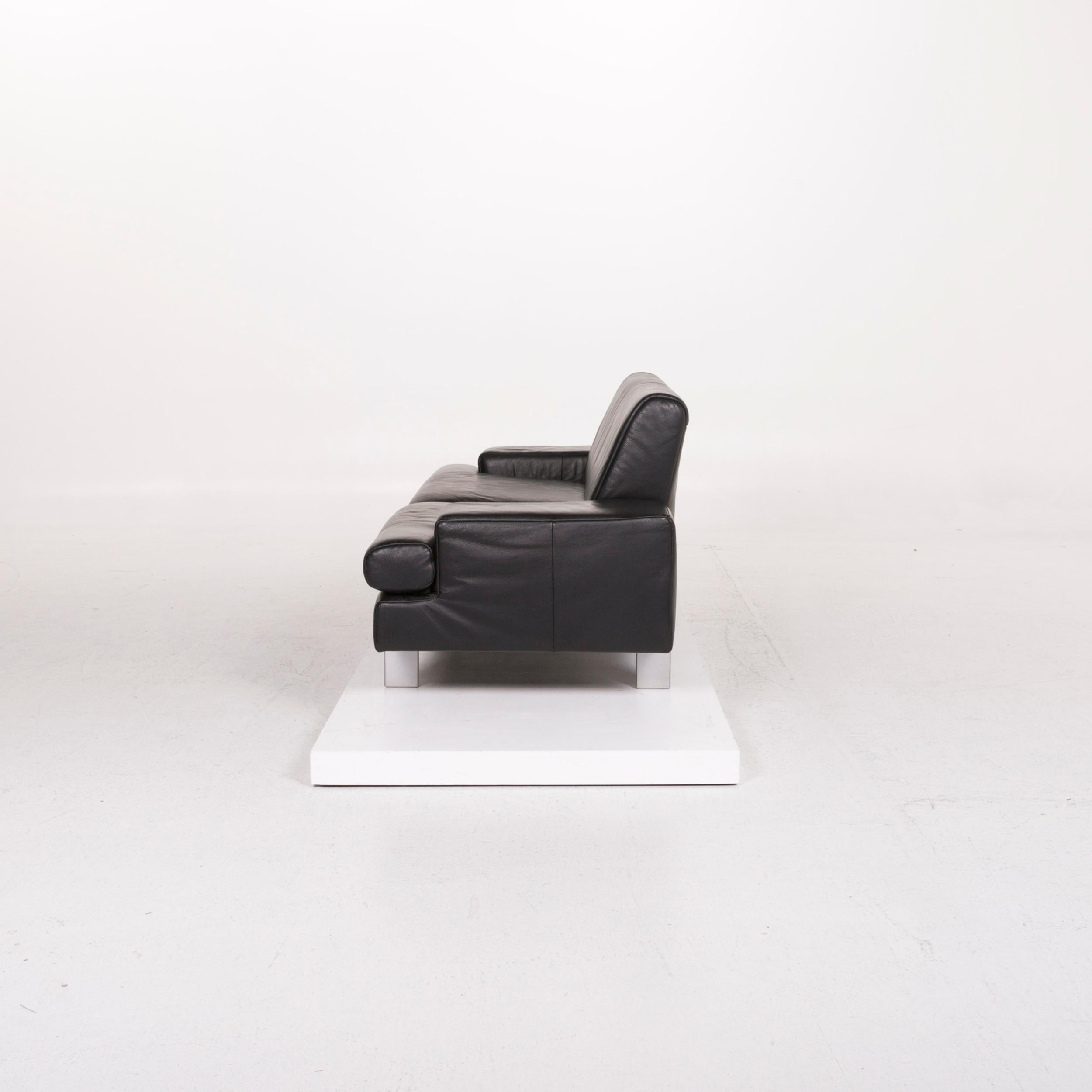 Rolf Benz AK 644 Leather Sofa Set Black Two-Seat 3