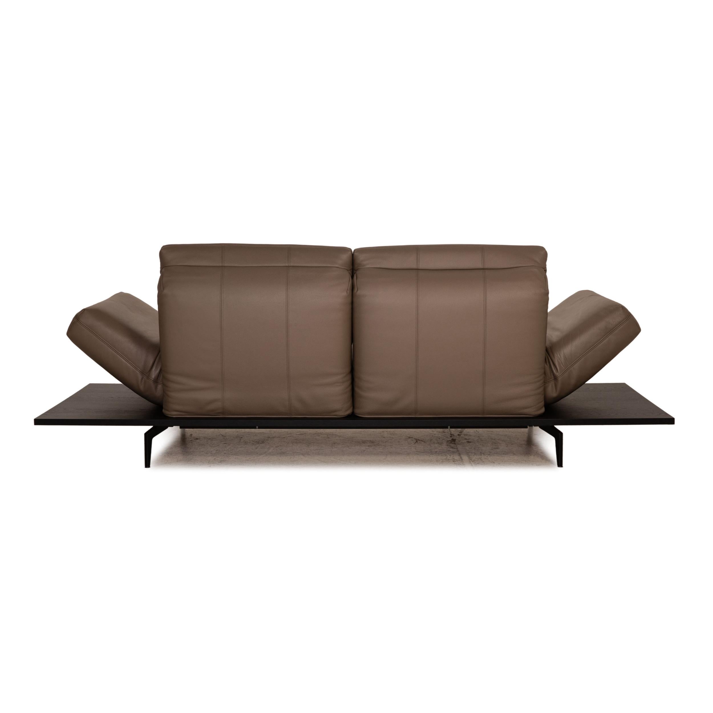 Rolf Benz Aura Leather Sofa Brown Two-Seater Function Couch For Sale 3