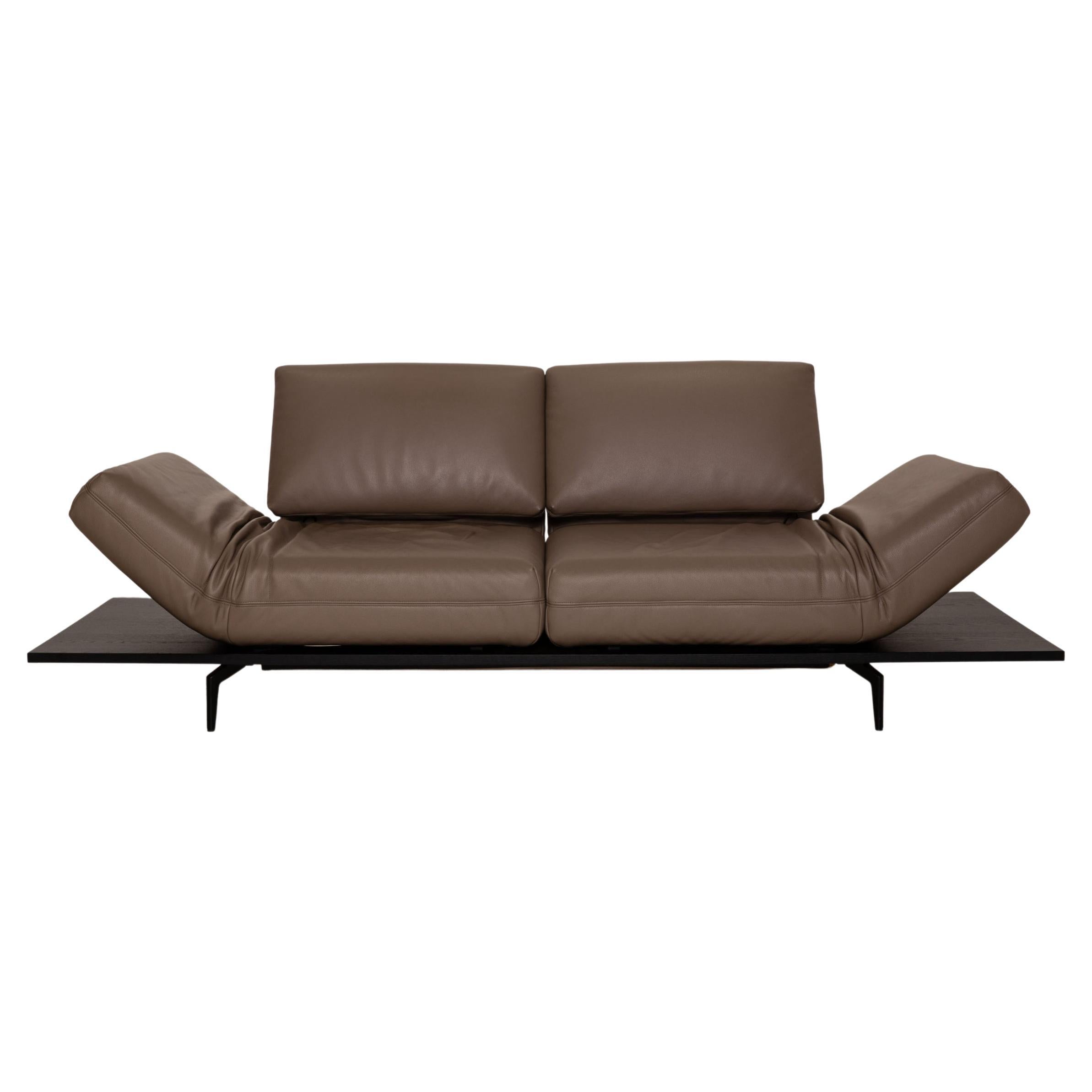 Rolf Benz Aura Leather Sofa Brown Two-Seater Function Couch For Sale