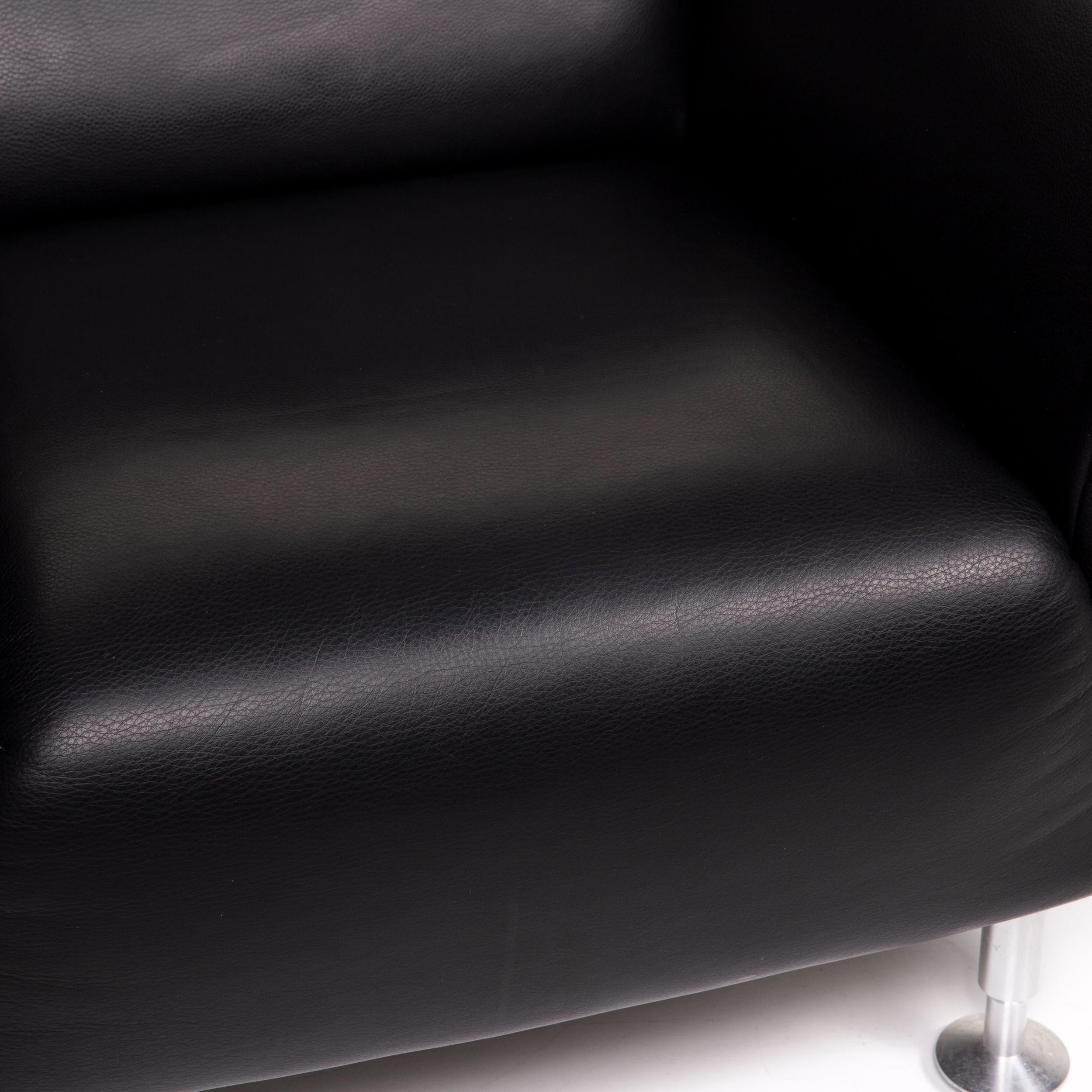 Modern Rolf Benz Black Leather Armchair For Sale