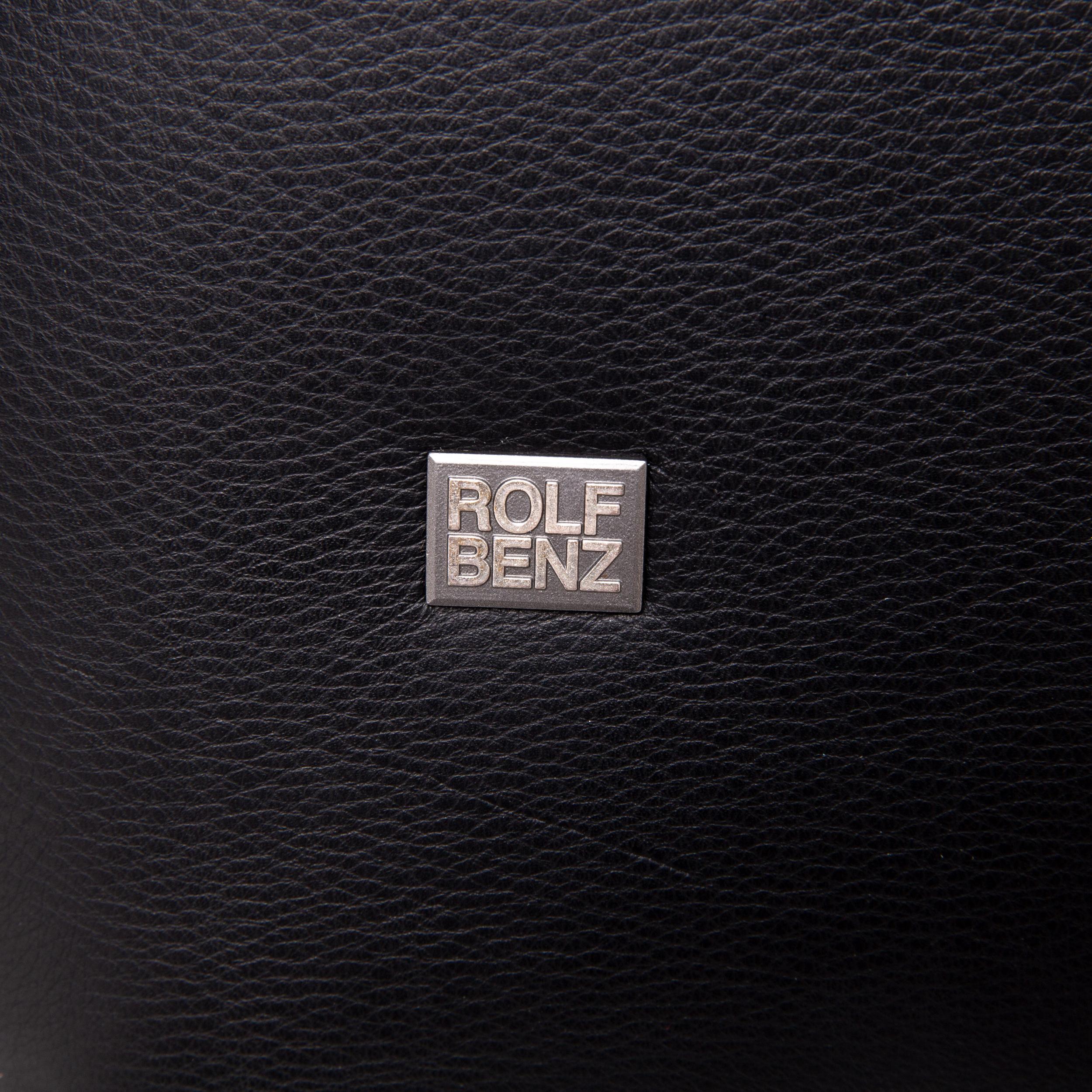 Rolf Benz Black Leather Armchair In Excellent Condition For Sale In Cologne, DE