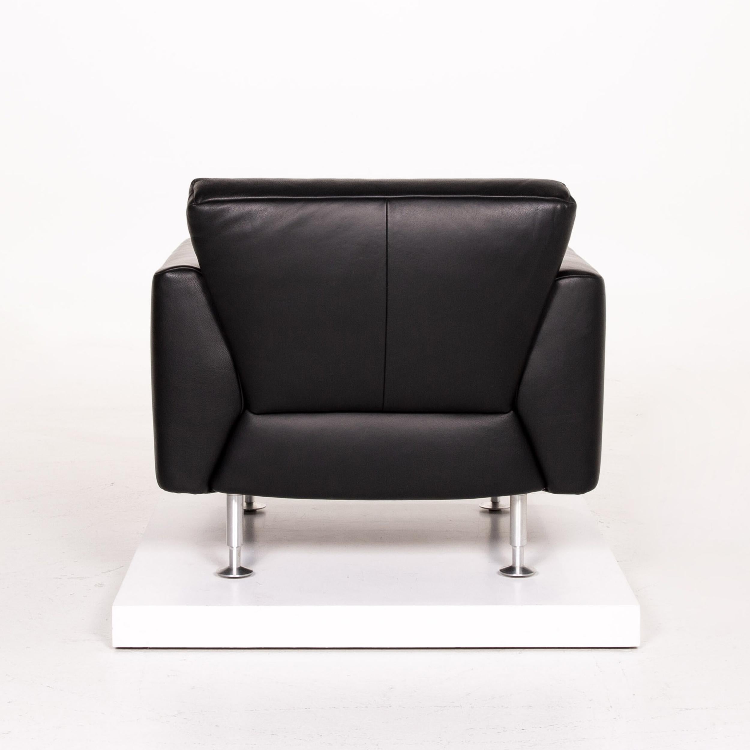 Rolf Benz Black Leather Armchair For Sale 3