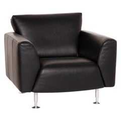 Rolf Benz Black Leather Armchair