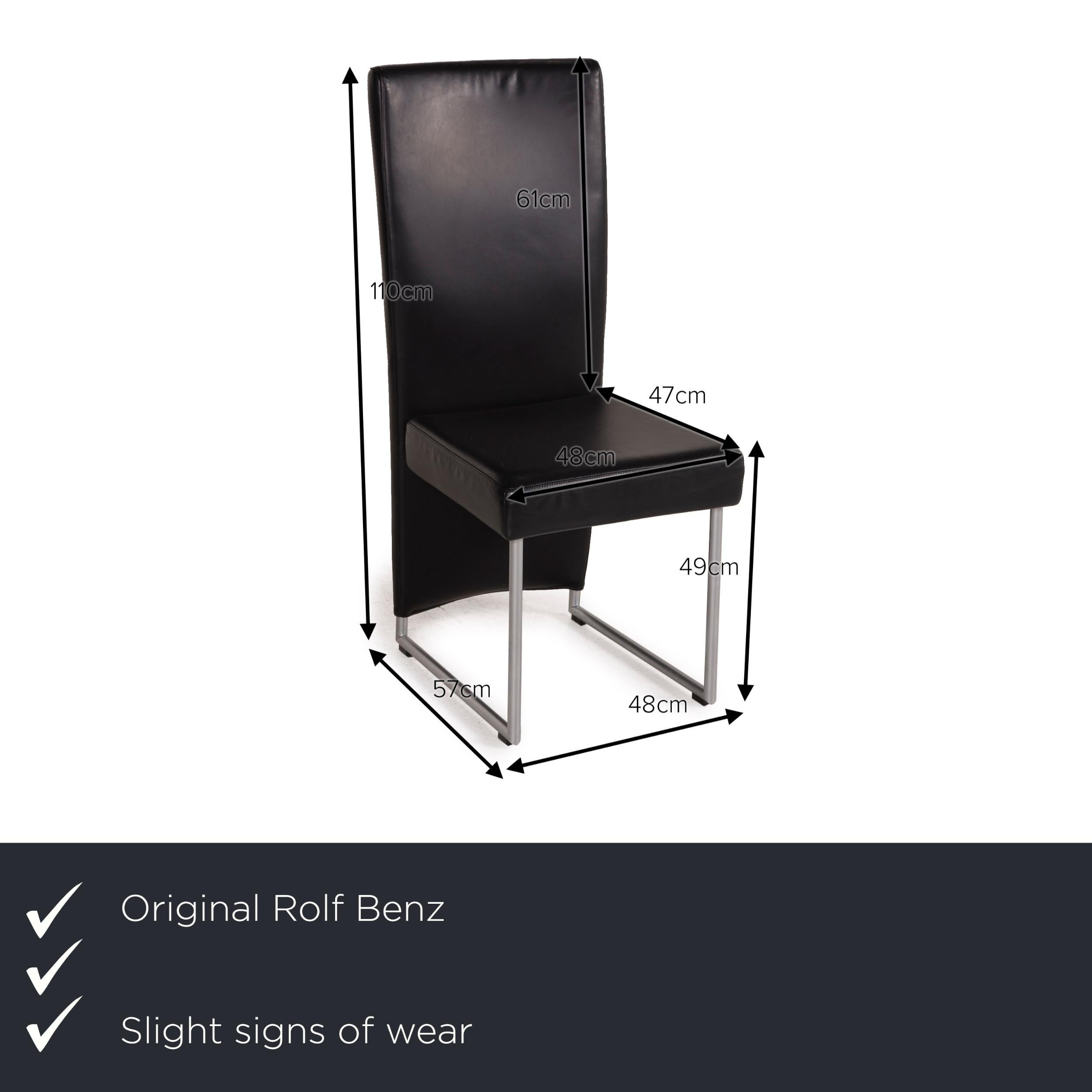 We present to you a Rolf Benz black leather chair.
 

 Product measurements in centimeters:
 

Depth: 57
Width: 48
Height: 110
Seat height: 49
Seat depth: 47
Seat width: 48
Back height: 61.

 