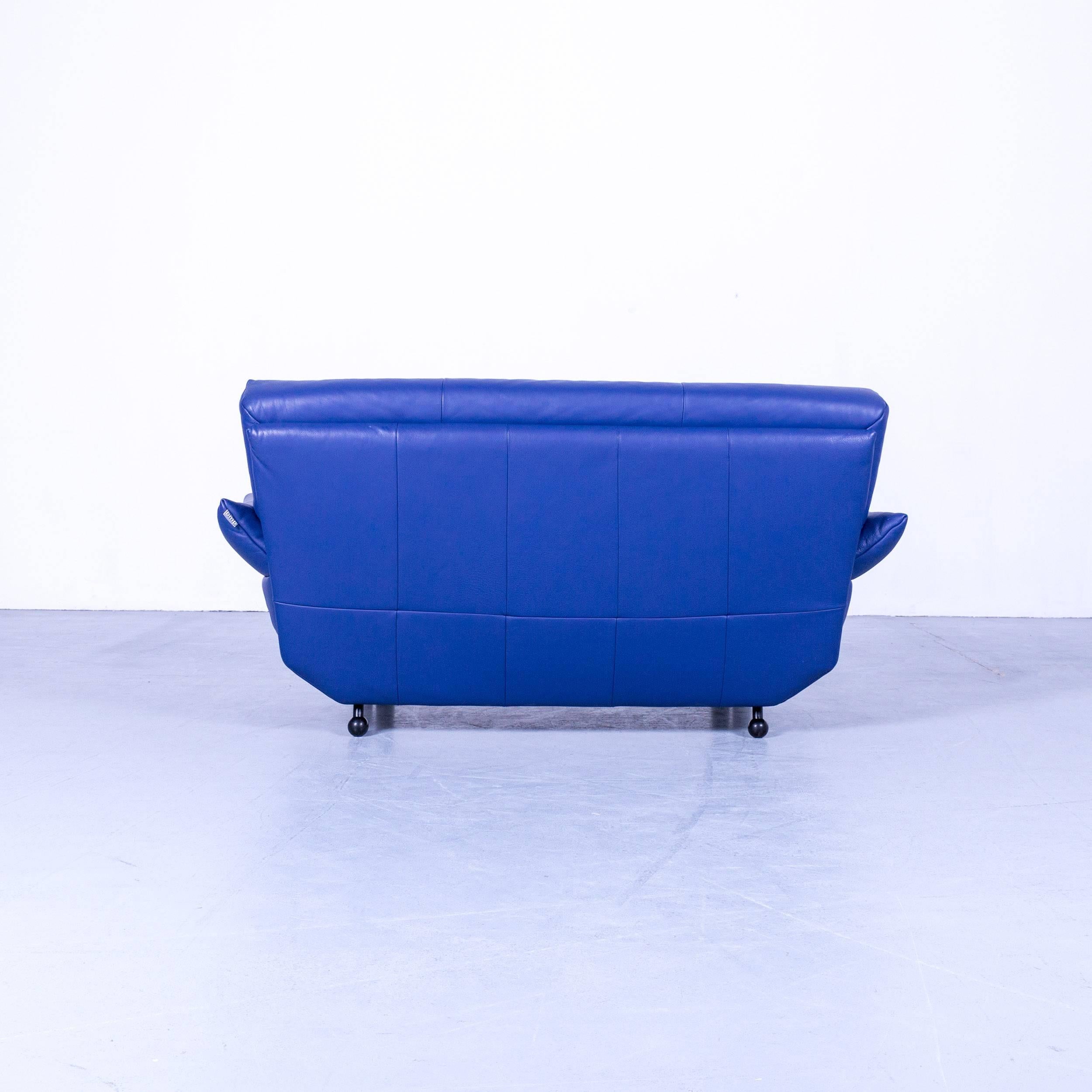 Rolf Benz Bmp Designer Sofa Leather Blue Two-Seat Couch Modern 3