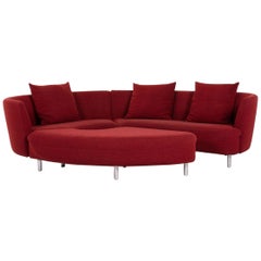 Rolf Benz Curl 602 Fabric Corner Sofa Red Dark Red Sofa Couch