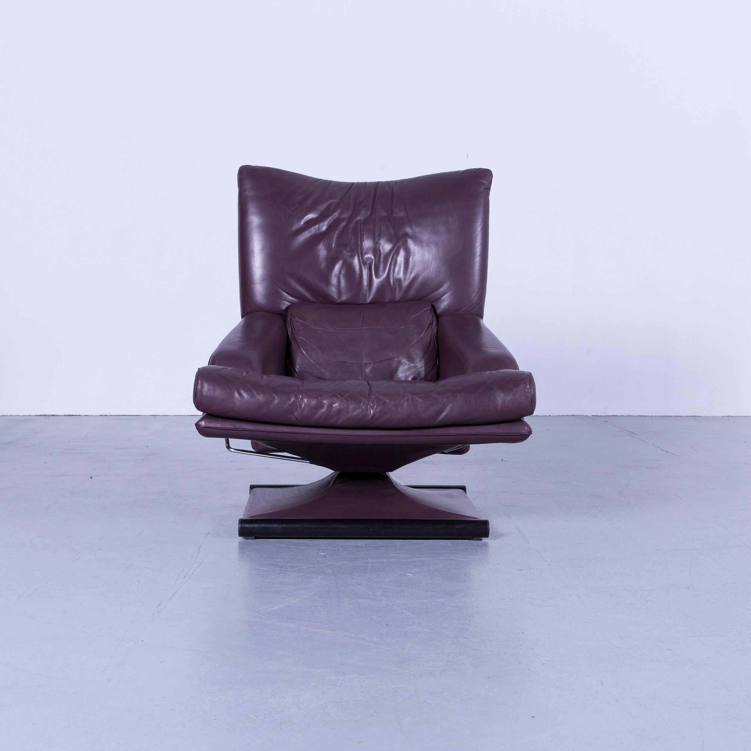 Rolf Benz Designer Armchair Leather Purple One-Seater Couch In Good Condition In Cologne, DE