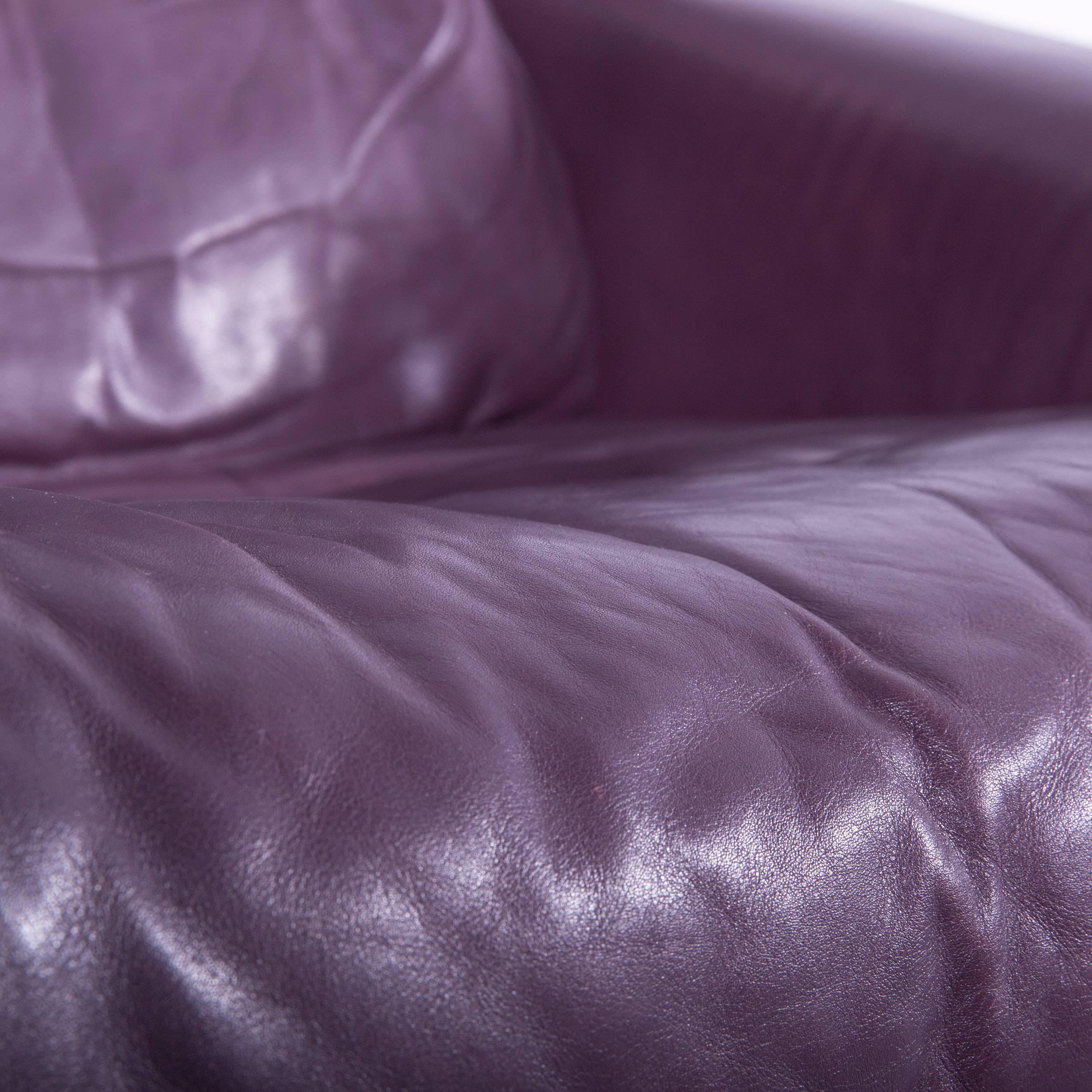 20th Century Rolf Benz Designer Armchair Leather Purple One-Seater Couch