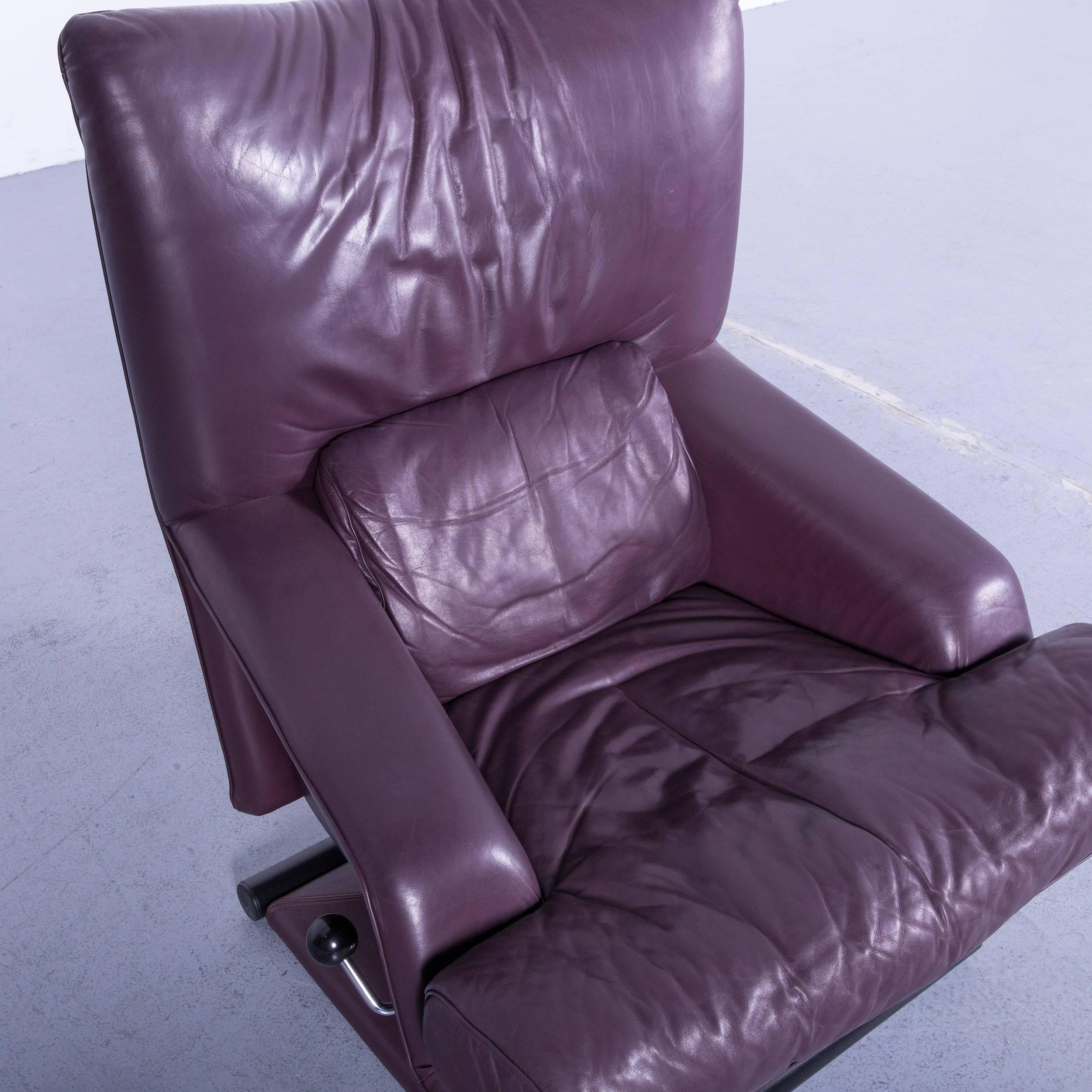 Rolf Benz Designer Armchair Leather Purple One-Seater Couch 1