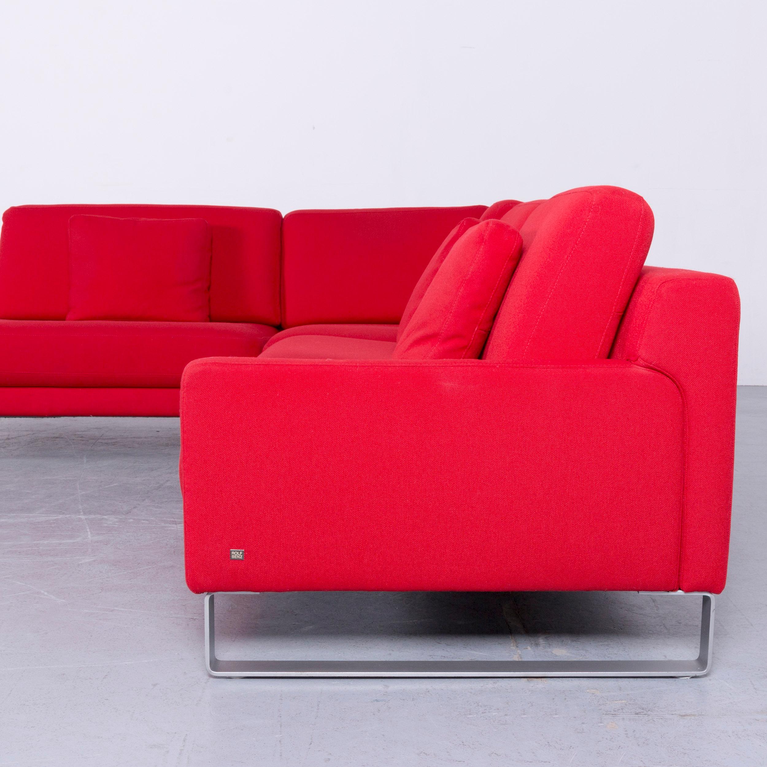 Rolf Benz Designer Ego Fabricr Corner-Sofa Red Four-Seat Couch For Sale 5