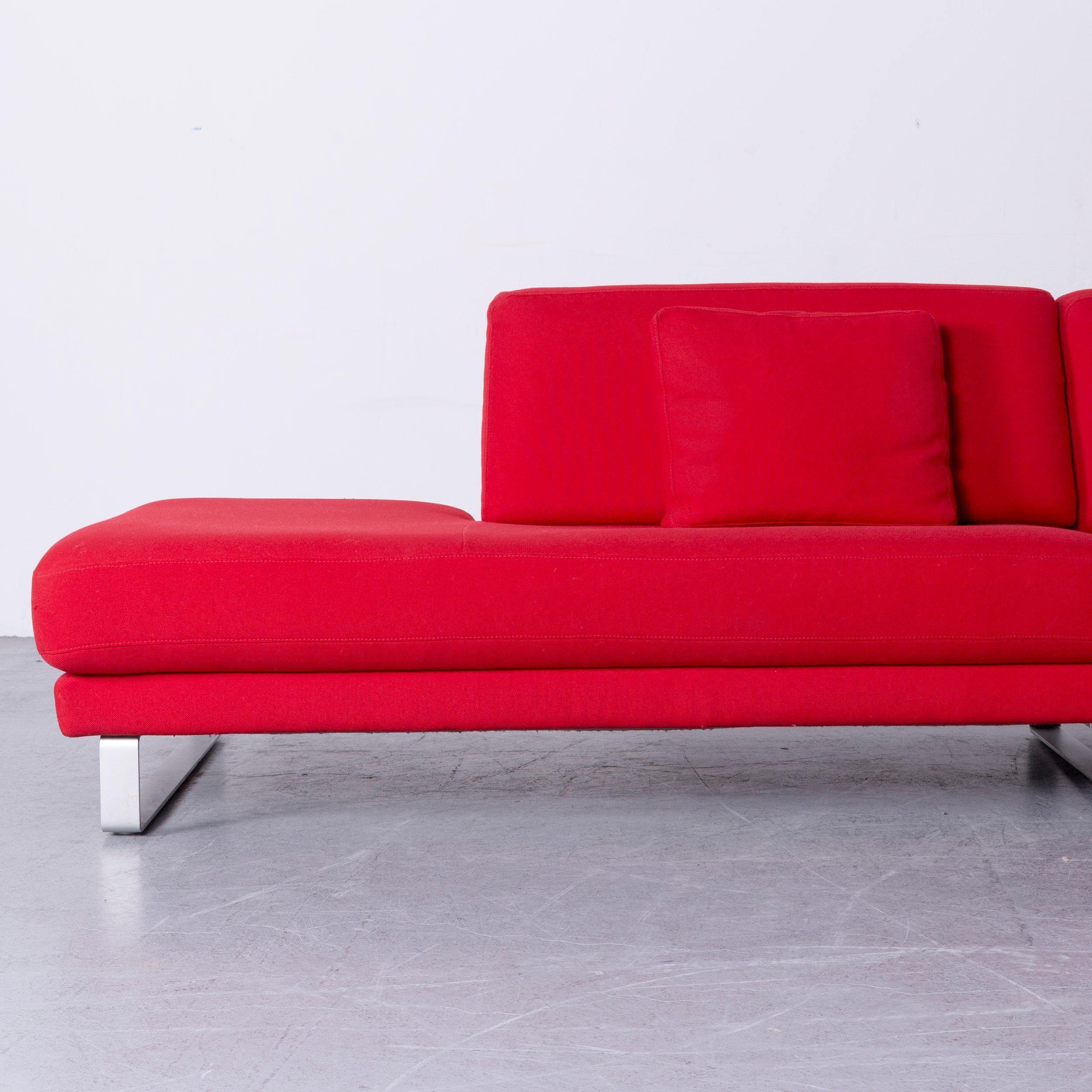 German Rolf Benz Designer Ego Fabricr Corner-Sofa Red Four-Seat Couch For Sale