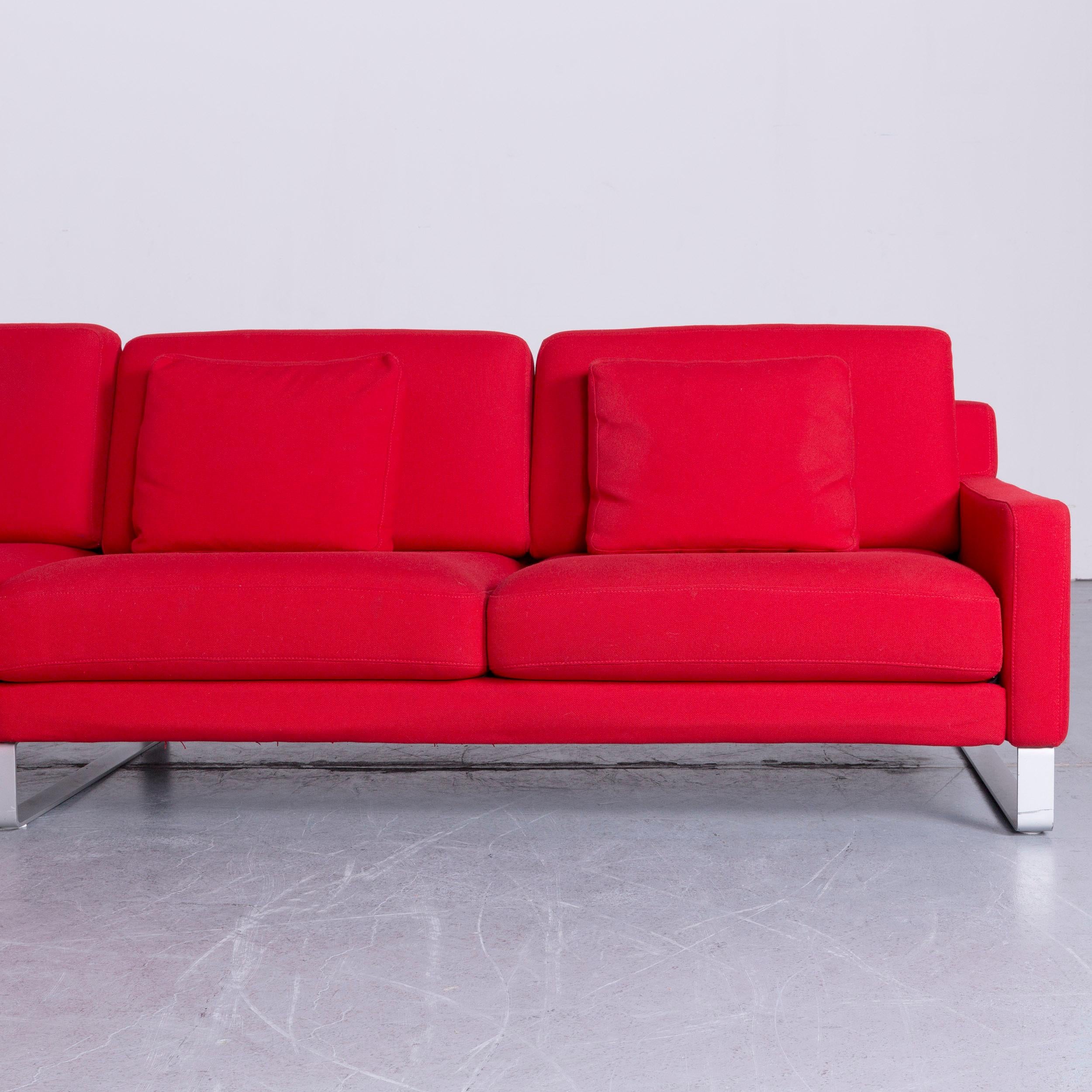 Rolf Benz Designer Ego Fabricr Corner-Sofa Red Four-Seat Couch In Good Condition For Sale In Cologne, DE