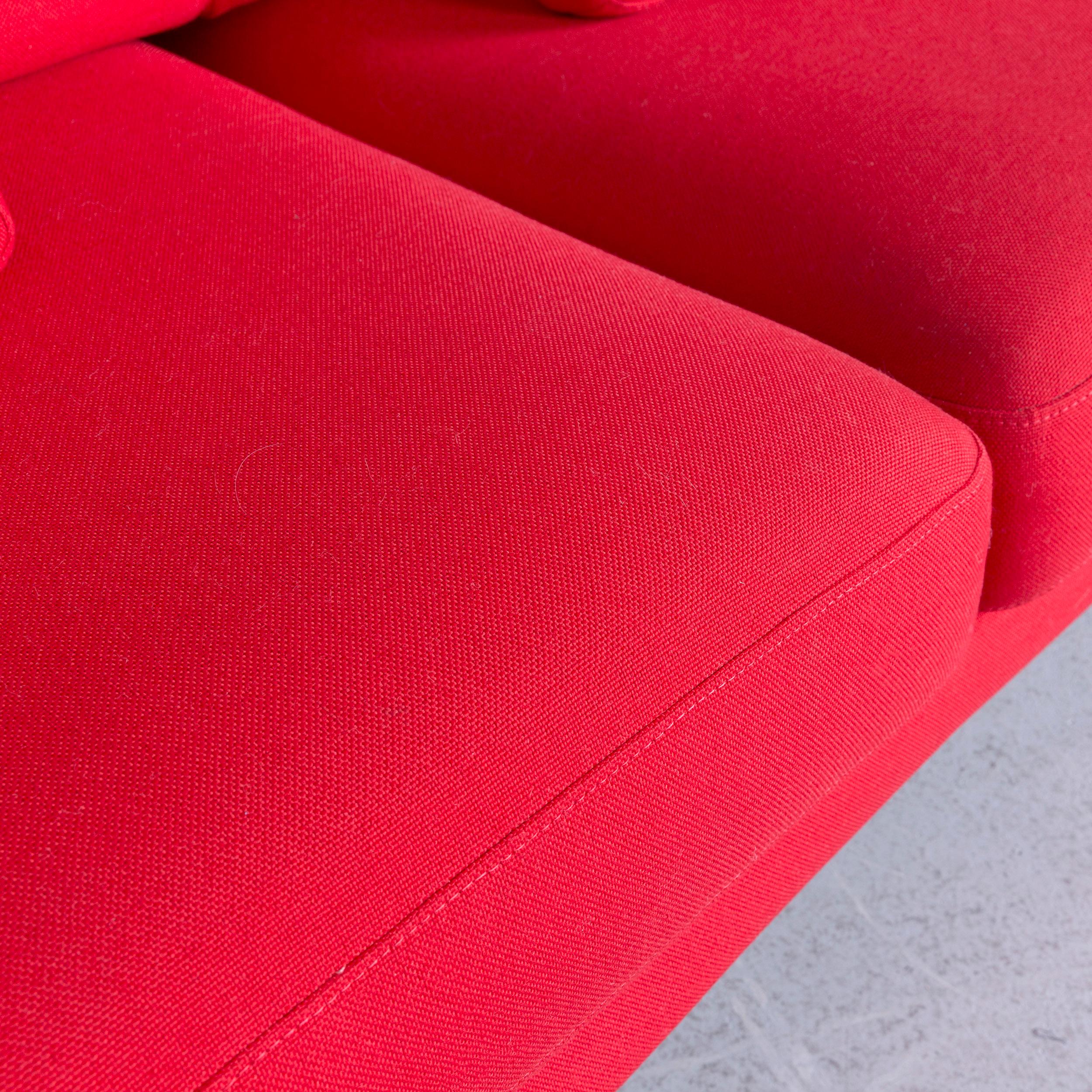 Contemporary Rolf Benz Designer Ego Fabricr Corner-Sofa Red Four-Seat Couch For Sale
