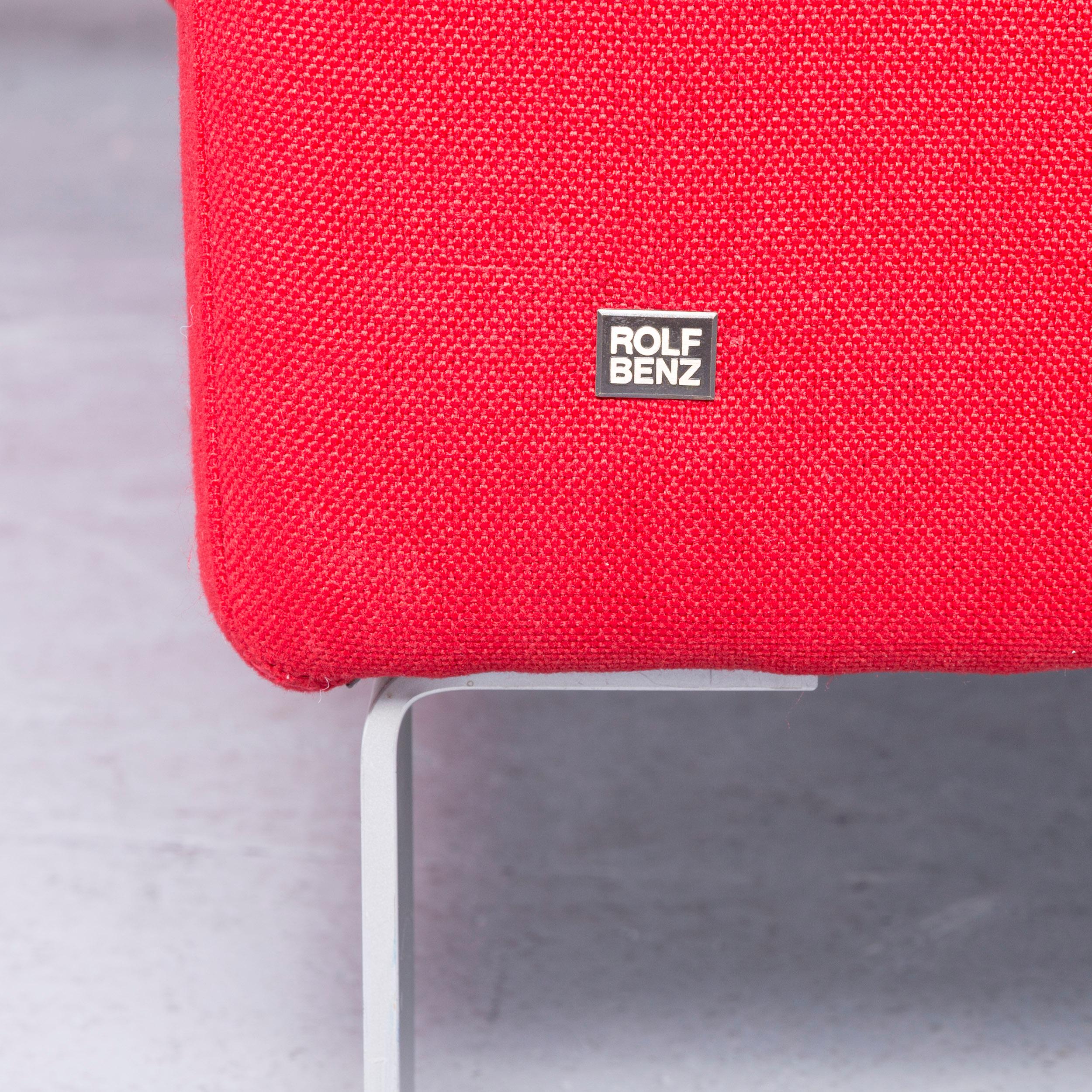 Rolf Benz Designer Ego Fabricr Corner-Sofa Red Four-Seat Couch For Sale 2