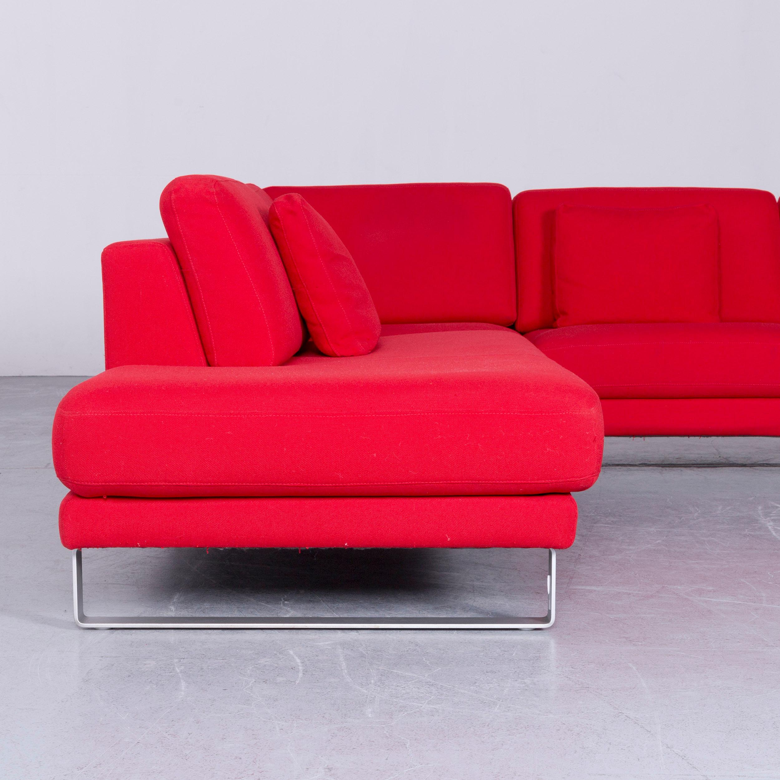 Rolf Benz Designer Ego Fabricr Corner-Sofa Red Four-Seat Couch For Sale 3