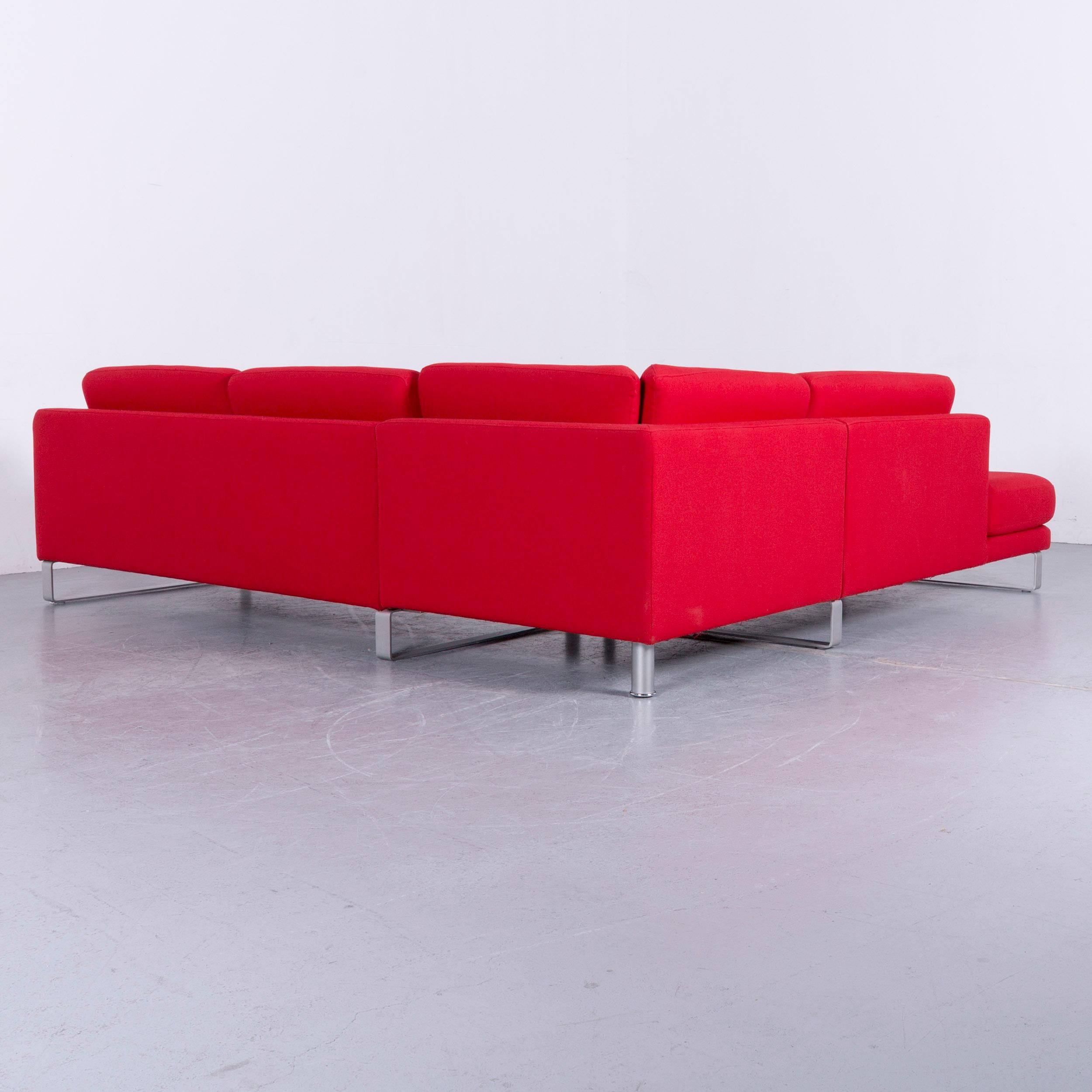 Rolf Benz Designer Ego Fabricr Corner-Sofa Red Four-Seat Couch For Sale 4