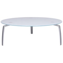 Rolf Benz Designer Glass Table Grey Silver Chrome Round Coffee Table