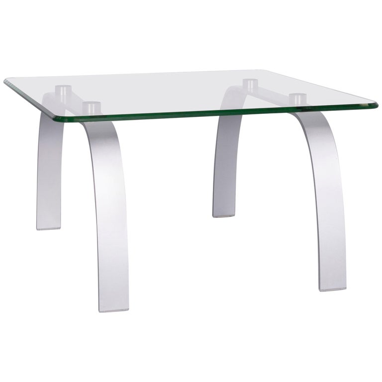 Rolf Benz Designer Glass Table Silver Chrome Coffee Table at 1stDibs