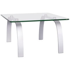 Rolf Benz Designer Glass Table Silver Chrome Coffee Table