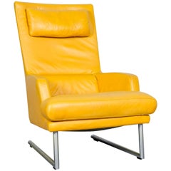 Rolf Benz Designer Leather Armchair Yellow One-Seat