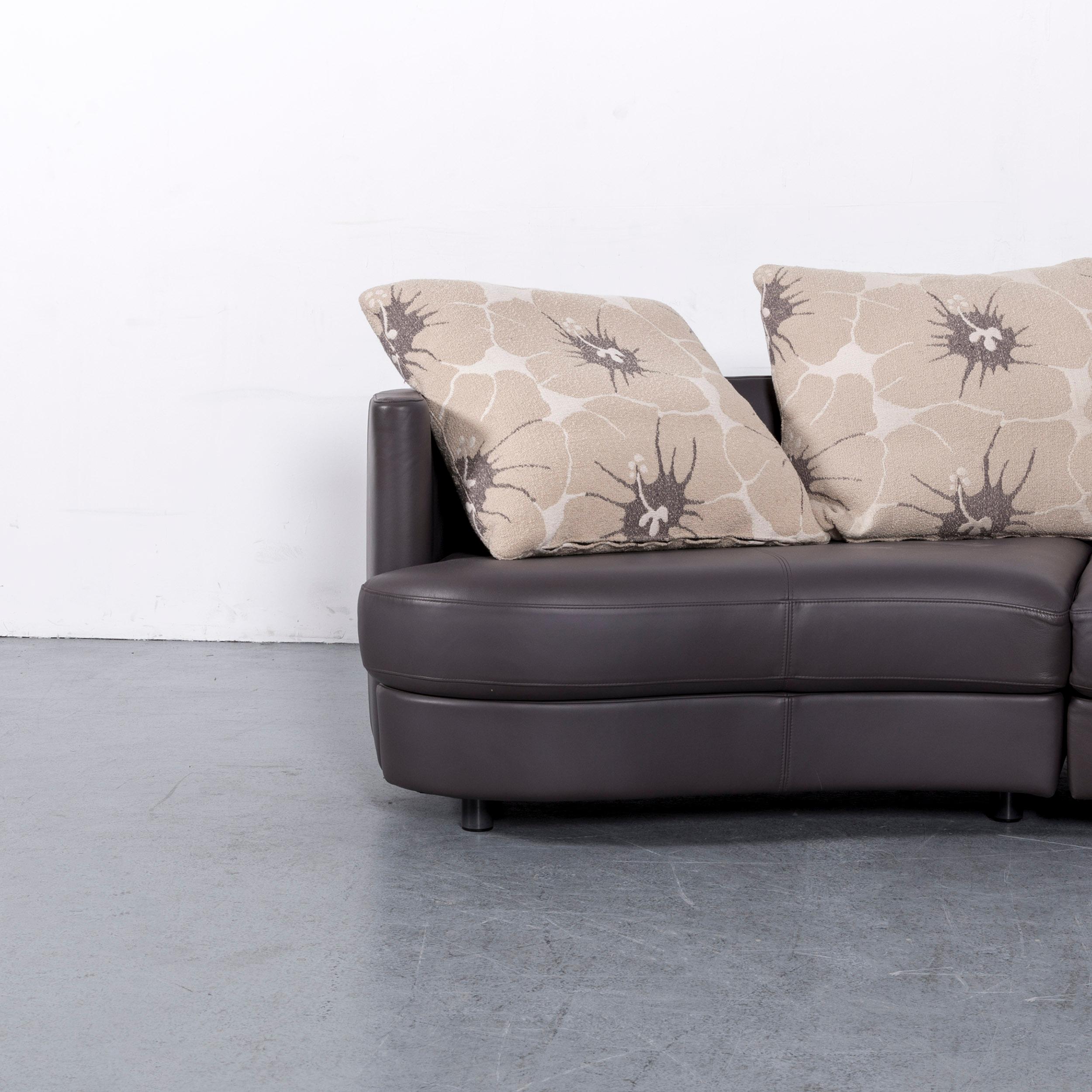 German Rolf Benz Designer Leather Corner Sofa Grey Purple 
