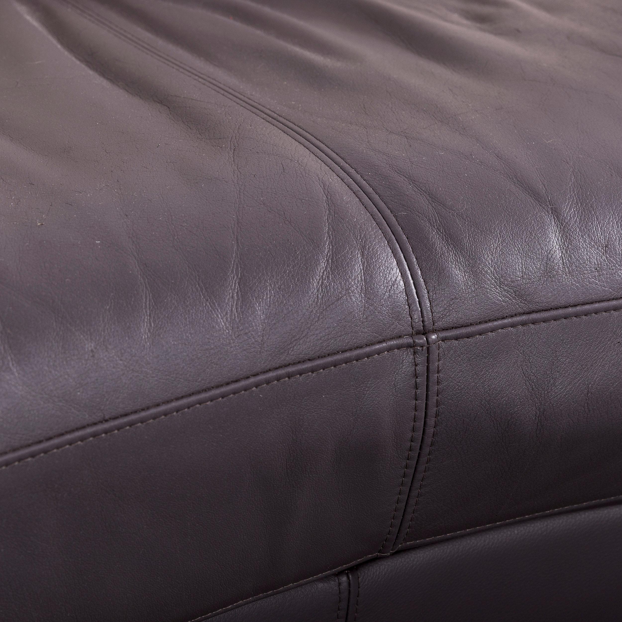 Rolf Benz Designer Leather Corner Sofa Grey Purple  In Distressed Condition In Cologne, DE