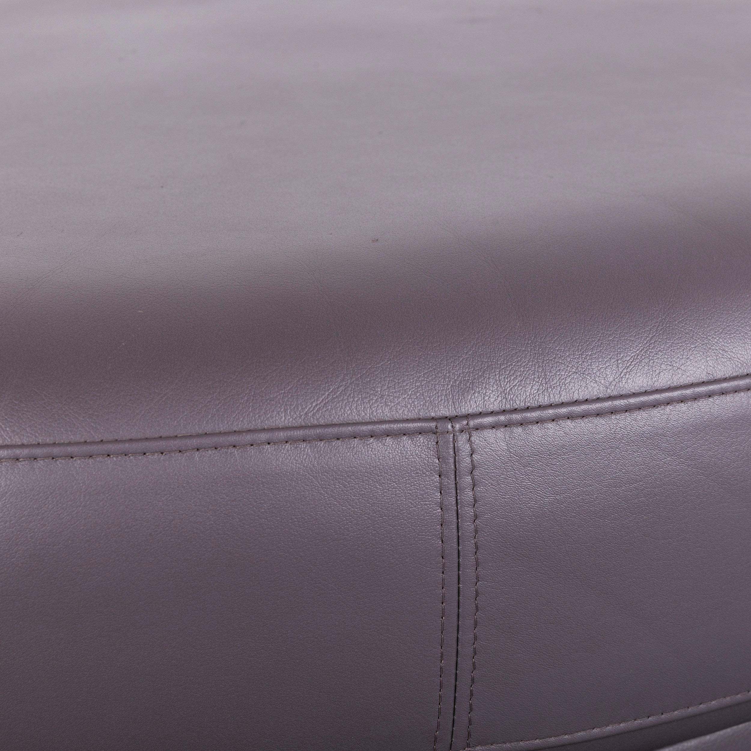 Rolf Benz Designer Leather Corner Sofa Set Grey Purple and Bench 9