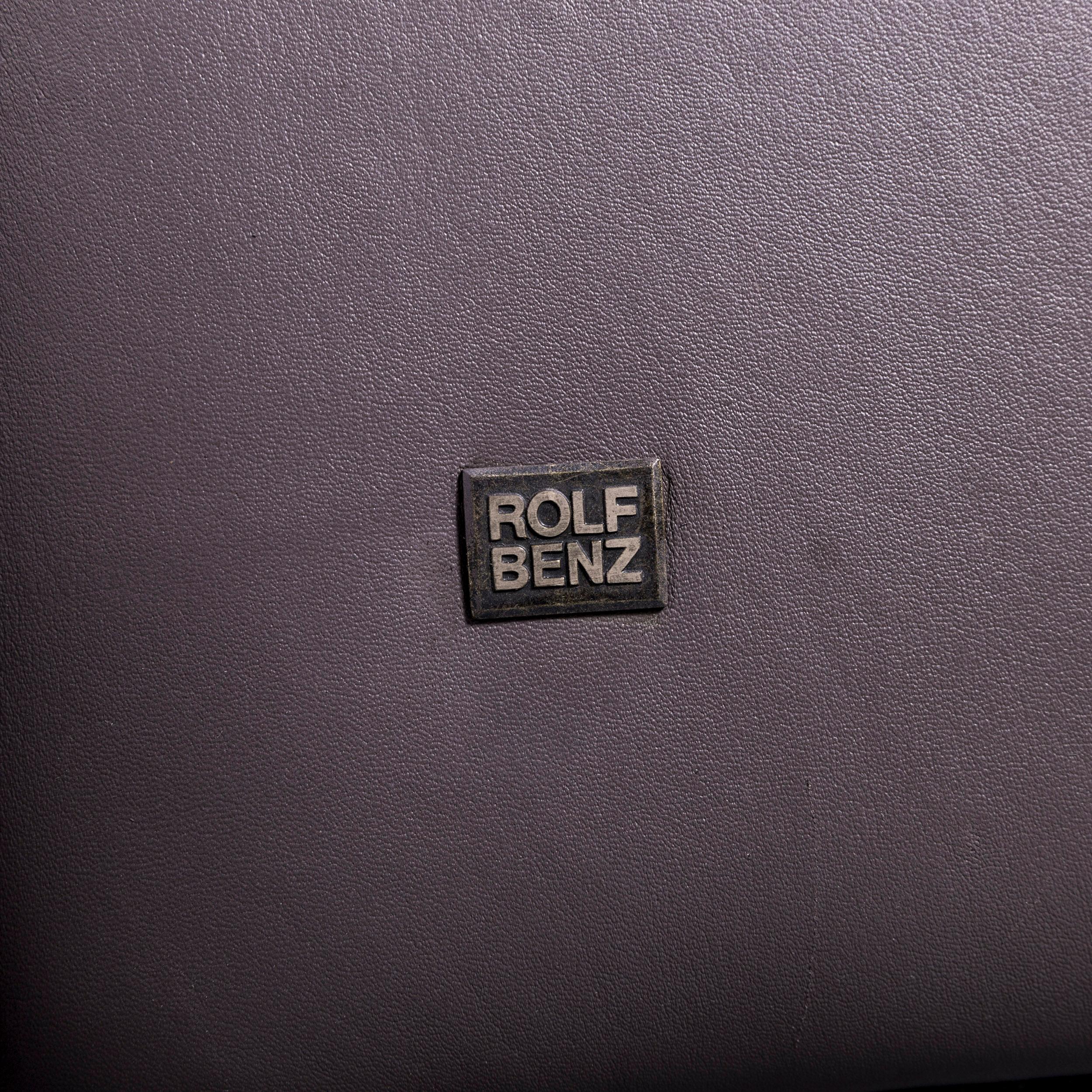 Rolf Benz Designer Leather Corner Sofa Set Grey Purple and Bench 4