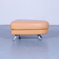 Rolf Benz Designer Leather Foot-Stool Beige Bench