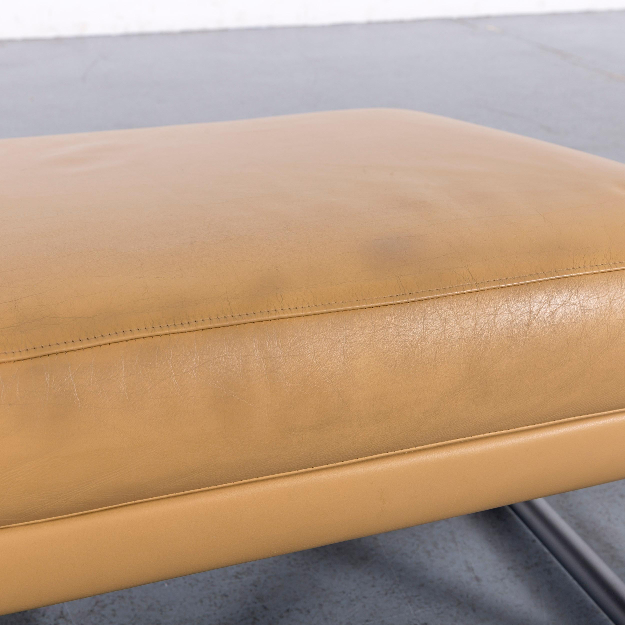 German Rolf Benz Designer Leather Foot-Stool Beige Bench For Sale
