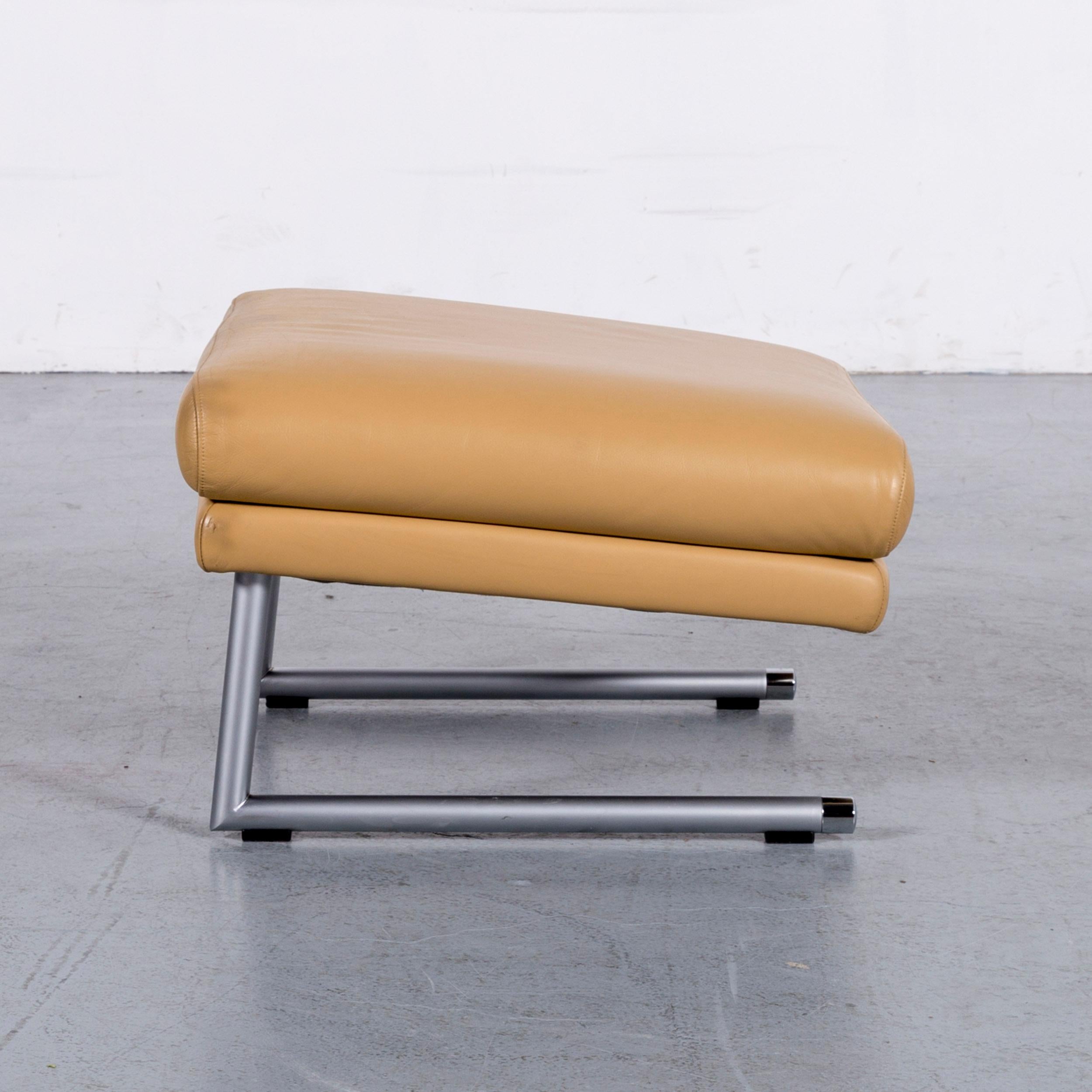 Contemporary Rolf Benz Designer Leather Foot-Stool Beige Bench
