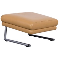 Rolf Benz Designer Leather Foot-Stool Beige Bench