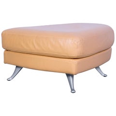 Rolf Benz Designer Leather Foot-Stool Beige Bench