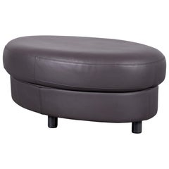 Rolf Benz Designer Leather Foot-Stool Grey Purple Bench