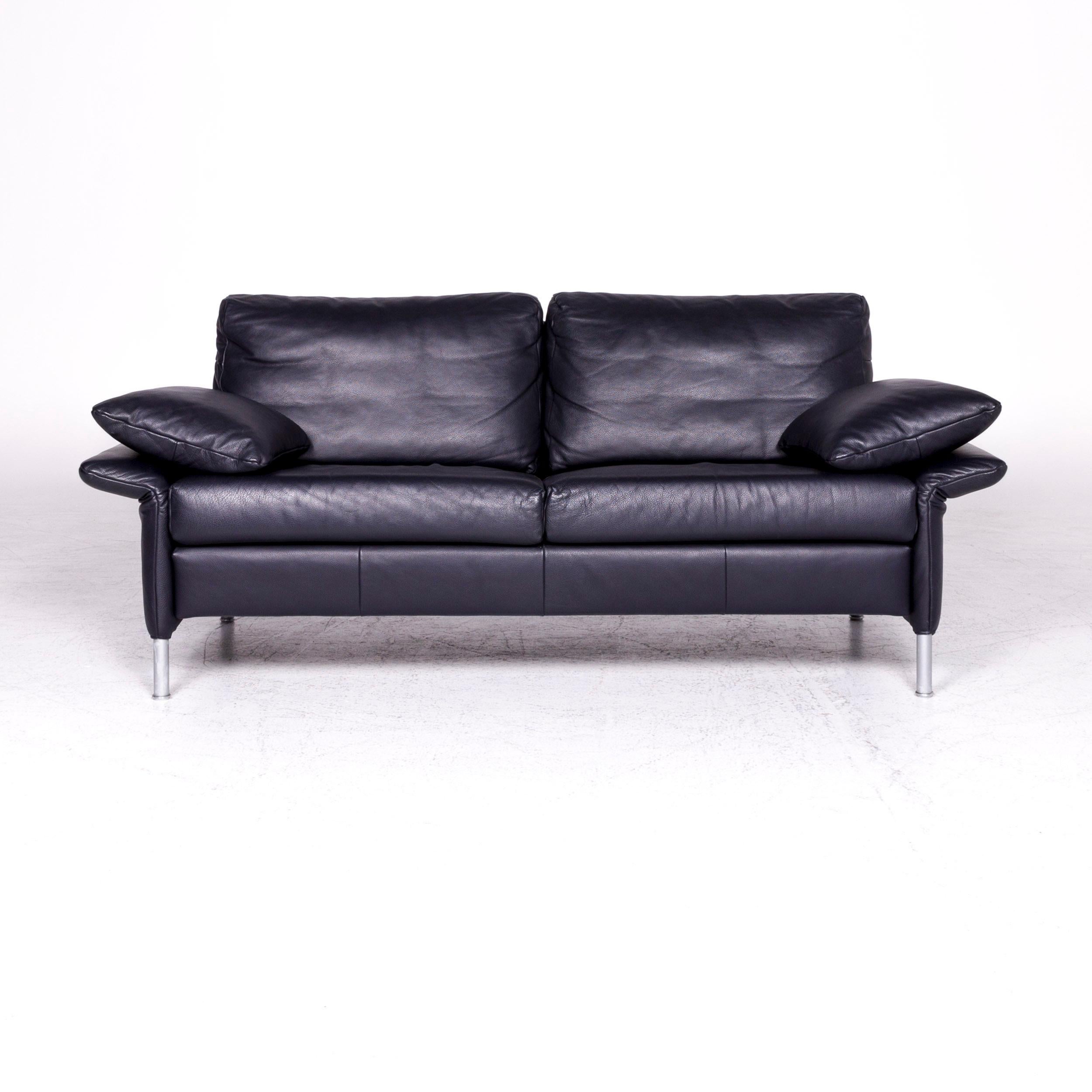 Rolf Benz Designer Leather Sofa Blue Two-Seat Couch 3
