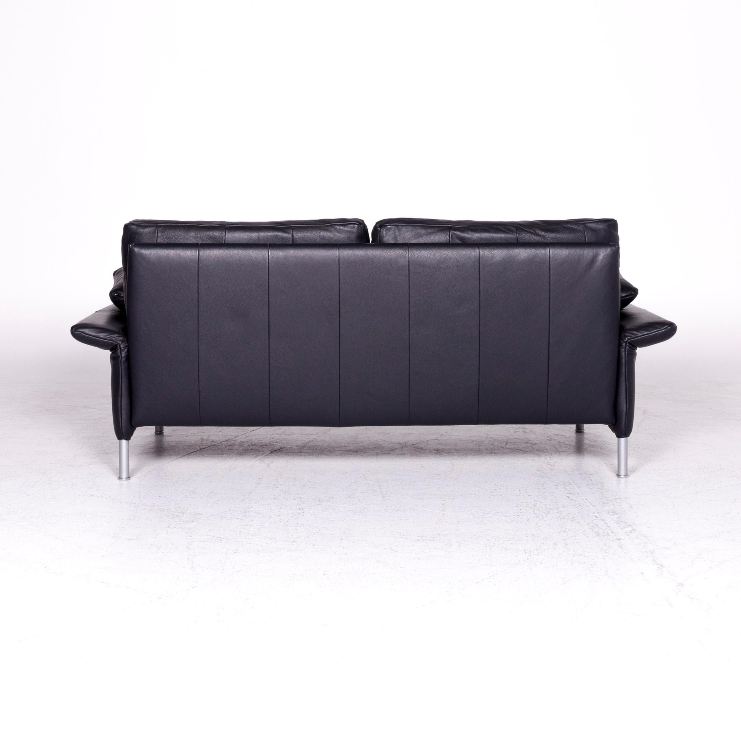 Rolf Benz Designer Leather Sofa Blue Two-Seat Couch 1