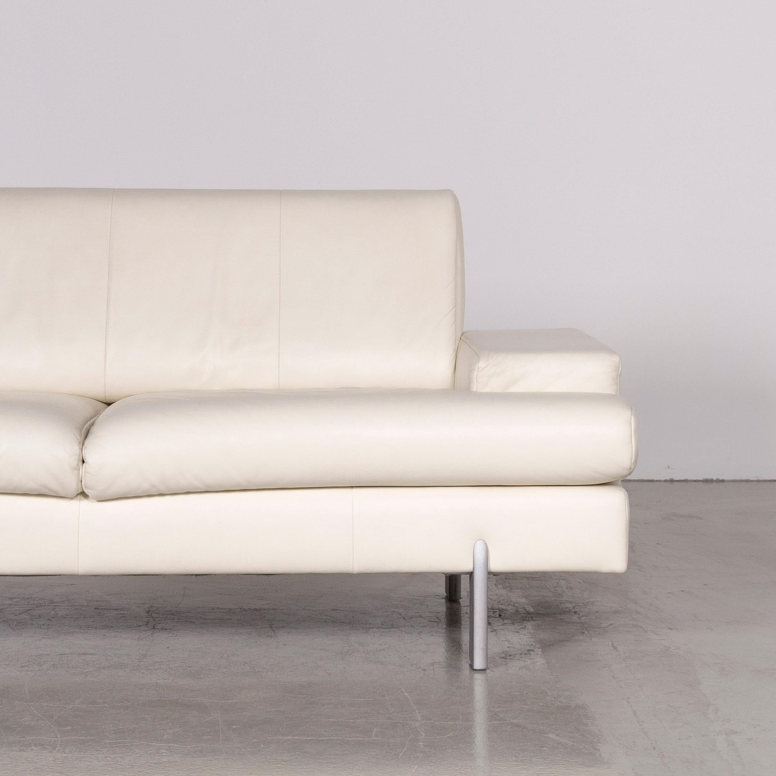 Rolf Benz Designer Leather Sofa Creme Three-Seat Couch In Good Condition For Sale In Cologne, DE