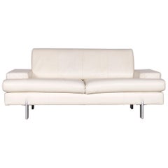 Rolf Benz Designer Leather Sofa Creme Three-Seat Couch