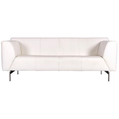 Rolf Benz Designer Leather Sofa White Two-Seat Couch