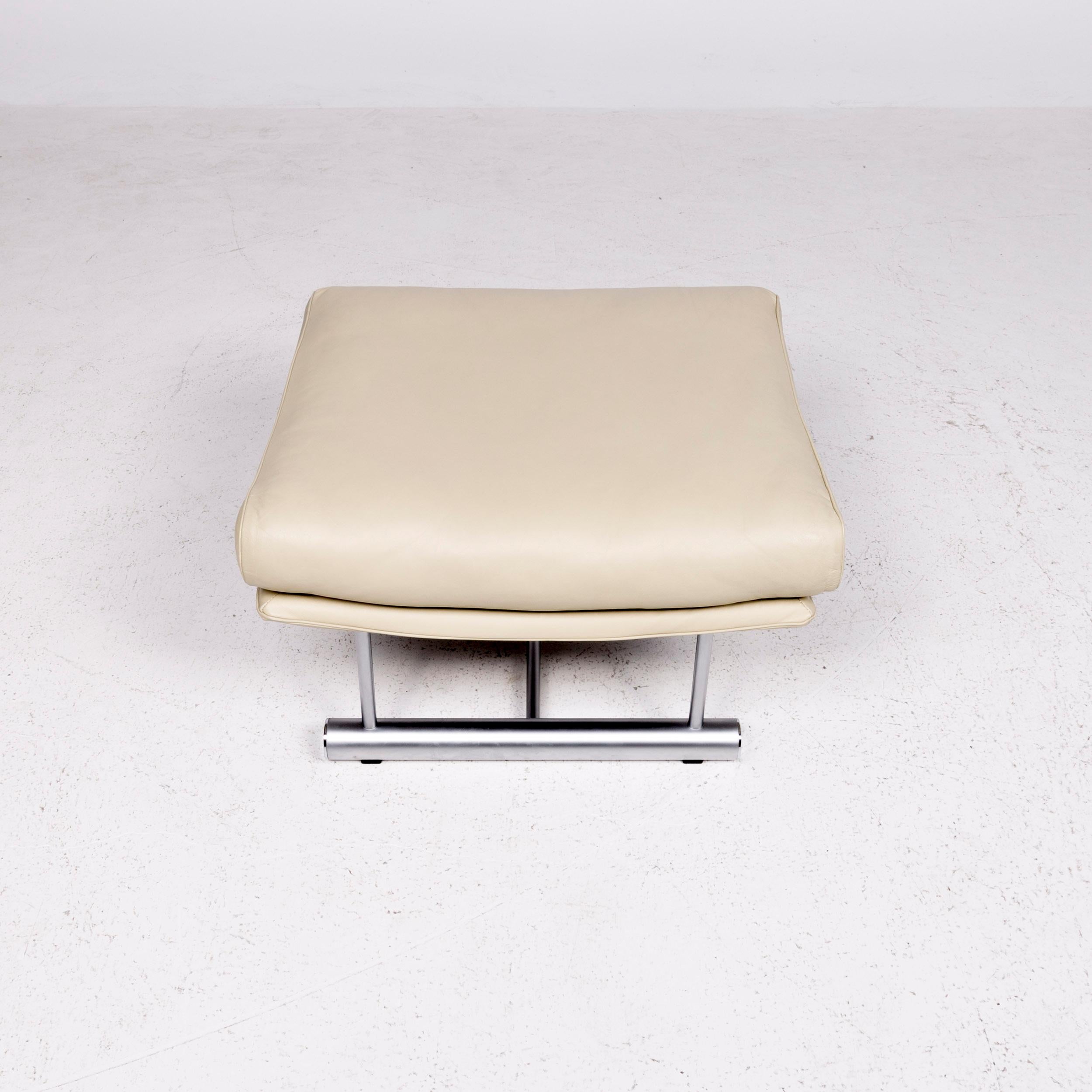 Contemporary Rolf Benz Designer Leather Stool Beige Genuine Leather Stool