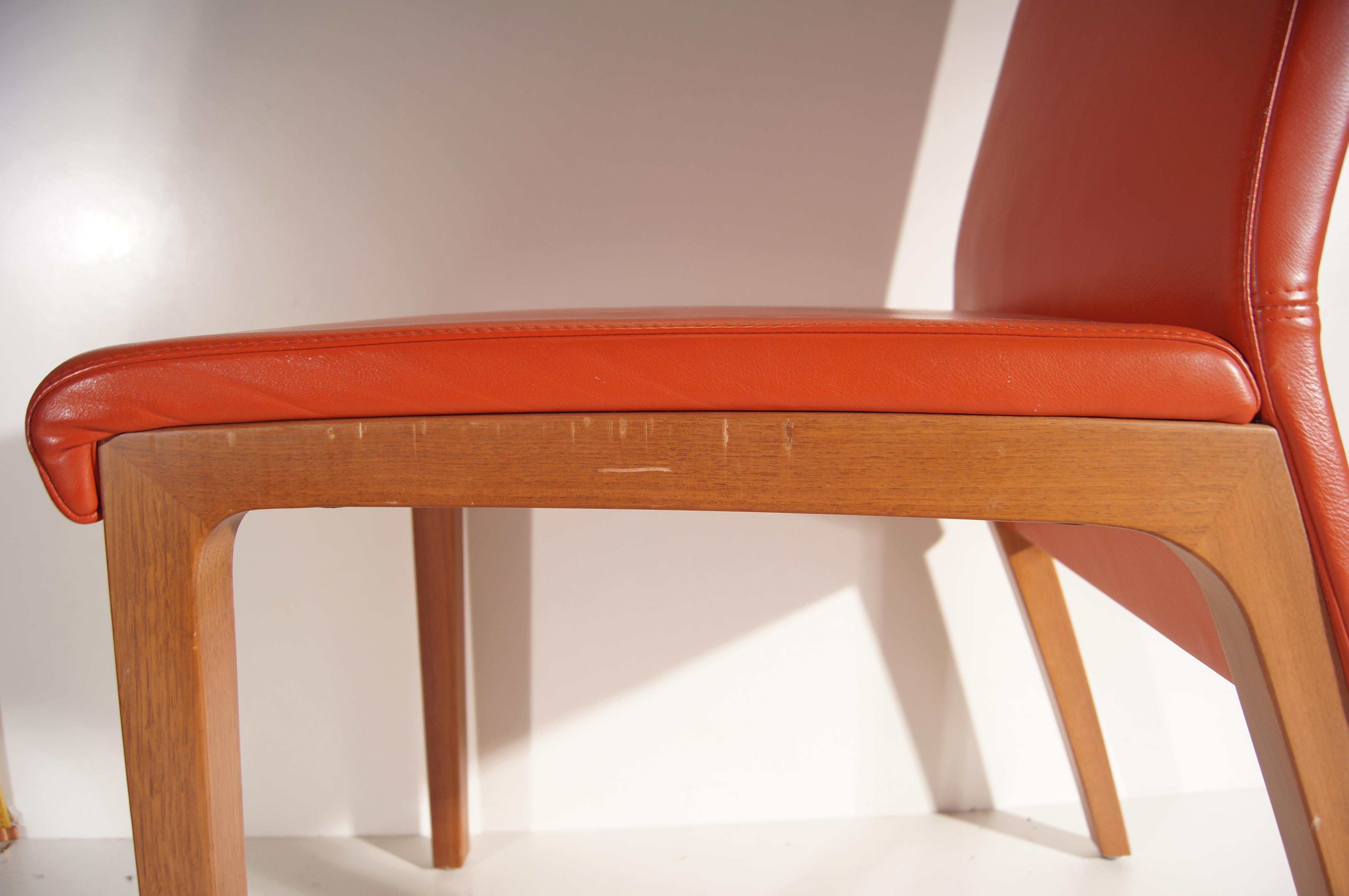 Rolf Benz - Dining room chair in orange leather 2